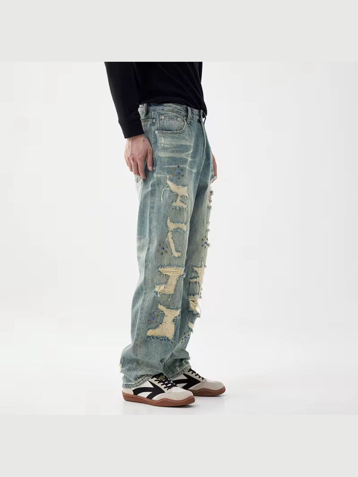 Distressed Embellished Vintage Denim