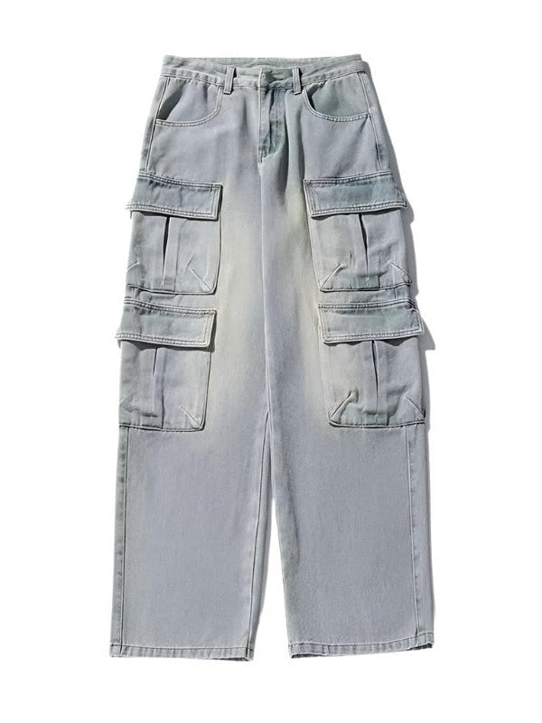 Light Blue Vintage Denim Wide Cargos