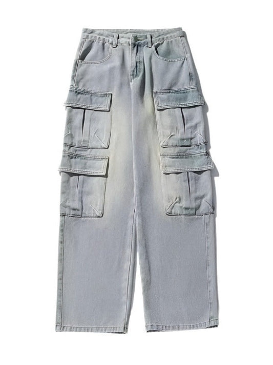 Light Blue Vintage Denim Wide Cargos
