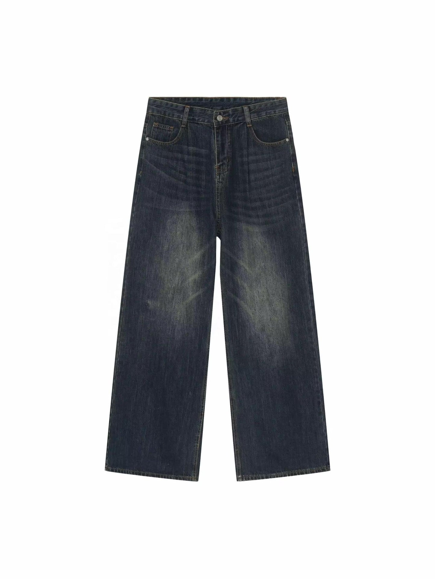 Dark Blue Washed Denim Jeans – Classic Style with Modern Comfort