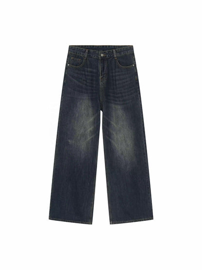 Dark Blue Washed Denim Jeans – Classic Style with Modern Comfort