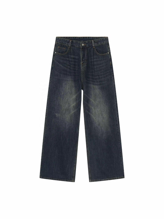 Dark Blue Washed Denim Jeans – Classic Style with Modern Comfort