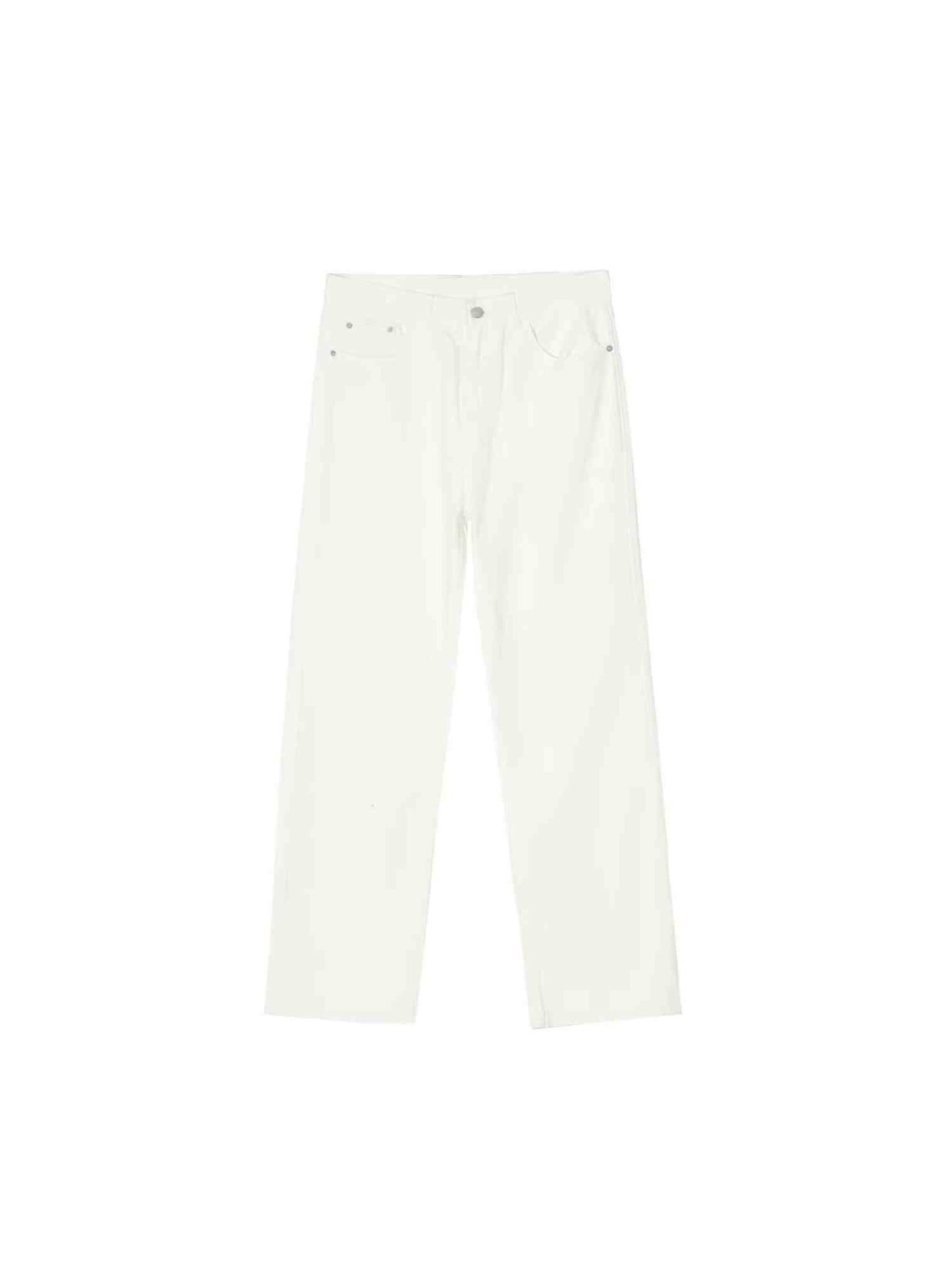 Basic White Denim Straight Fit Jeans