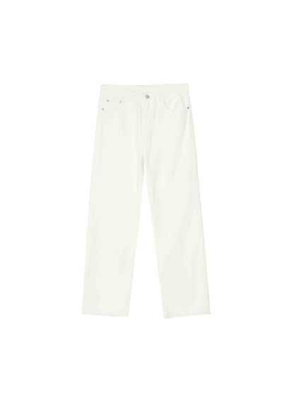 Basic White Denim Straight Fit Jeans