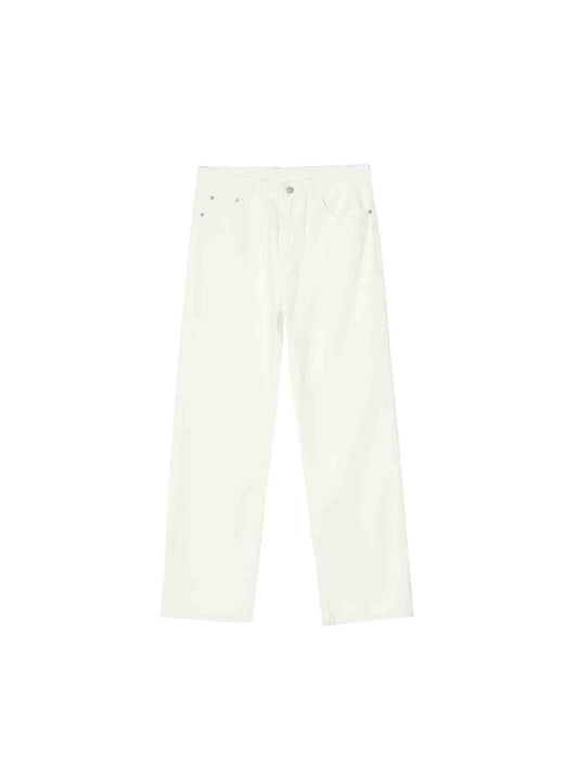 Basic White Denim Straight Fit Jeans