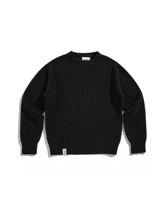 Black Waffle Knit Sweater