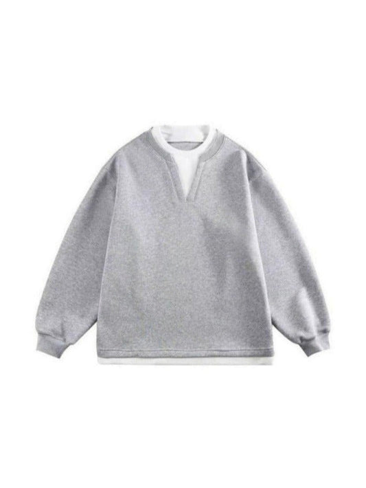 Gray Minimalist V-Cut Pullover Tee